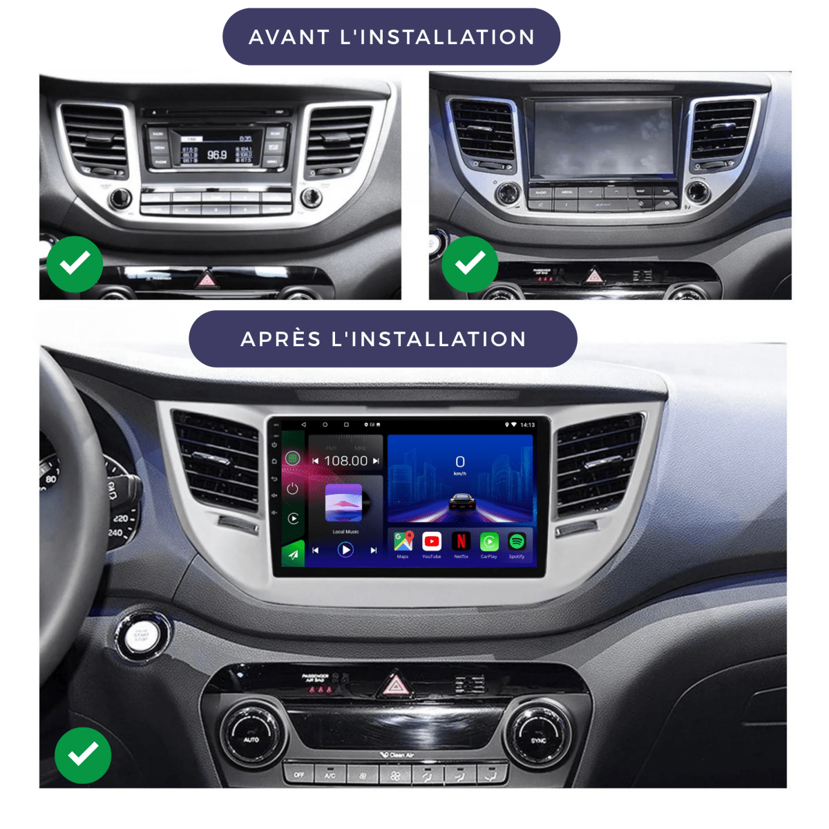 TOPTAKTILHyundai Tucson iX35 | 2015 - 2018 | Android 15 autoradio | Apple CarPlay | Android Auto