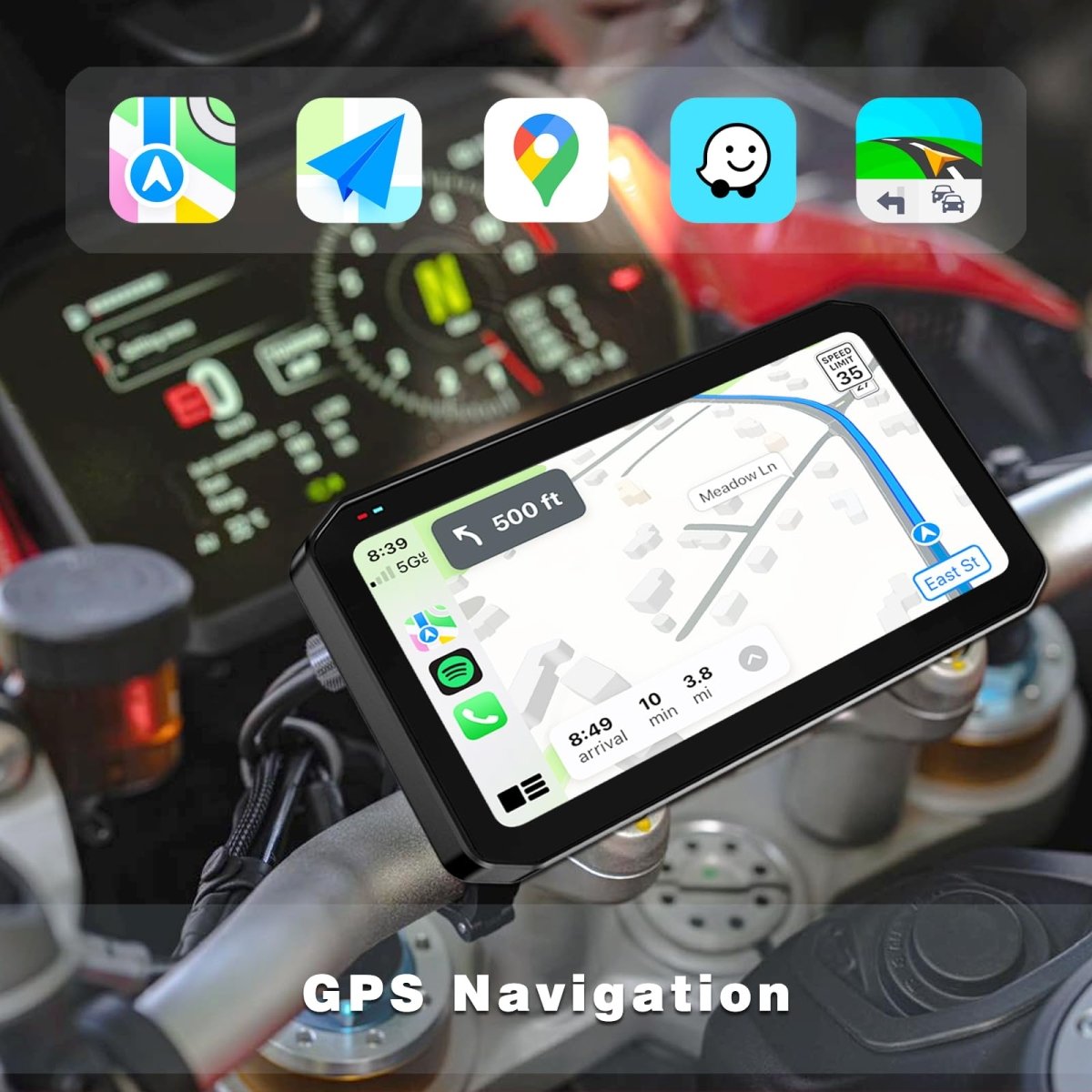 TOPTAKTILSystème de Navigation Intelligent 7" Ultra pour Moto - Compatible CarPlay & Android Auto