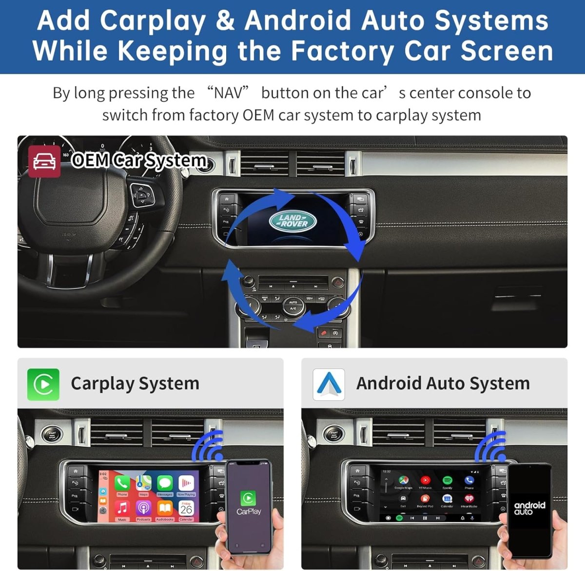 TOPTAKTILKit Rétrofit CarPlay Sans Fil pour Land Rover – Transformez votre véhicule en berline connectée