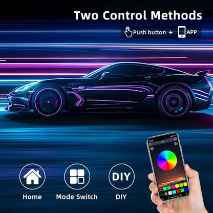 TOPTAKTILKit LED pour Voiture RGB - 16 Millions de Couleurs avec Contrôle App
