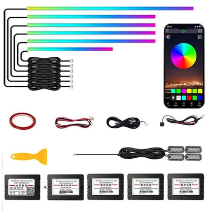 TOPTAKTILKit LED pour Voiture RGB - 16 Millions de Couleurs avec Contrôle App