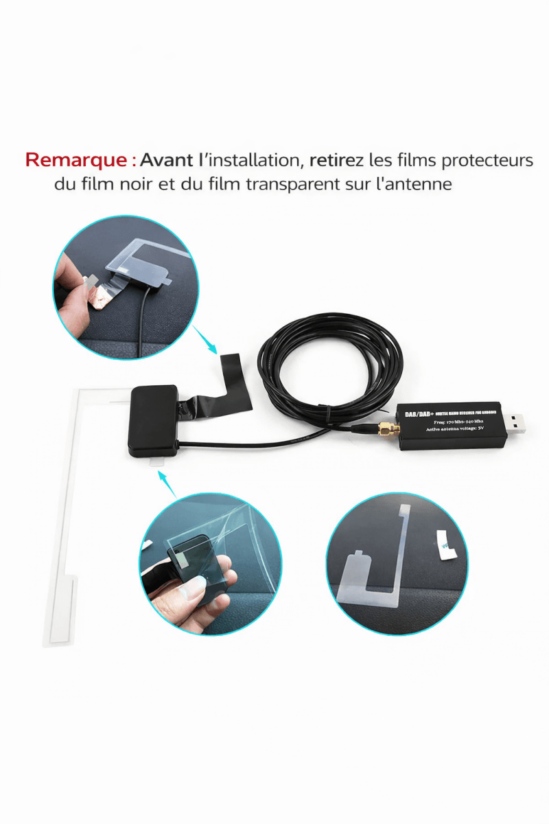 TOPTAKTILAdaptateur d'antenne DAB+ Dongle pour autoradio Android