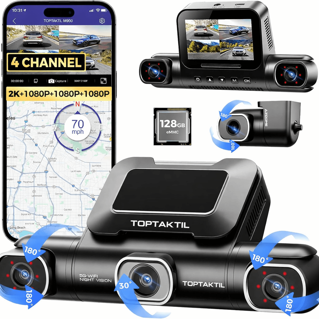4-Channel 4K Dash Cam with GPS – 360° Recording & Night Vision – TOP TAKTIL M660