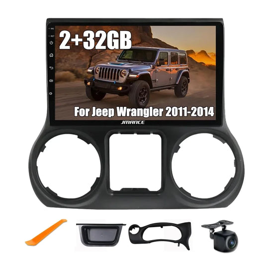 TOPTAKTILStéréo de voiture Android 10,1" pour Jeep Wrangler 2011 - 2014 : 2+64 Go, GPS, DSP, Bluetooth, WiFi, CarPlay sans fil/Android Auto, commande au volant