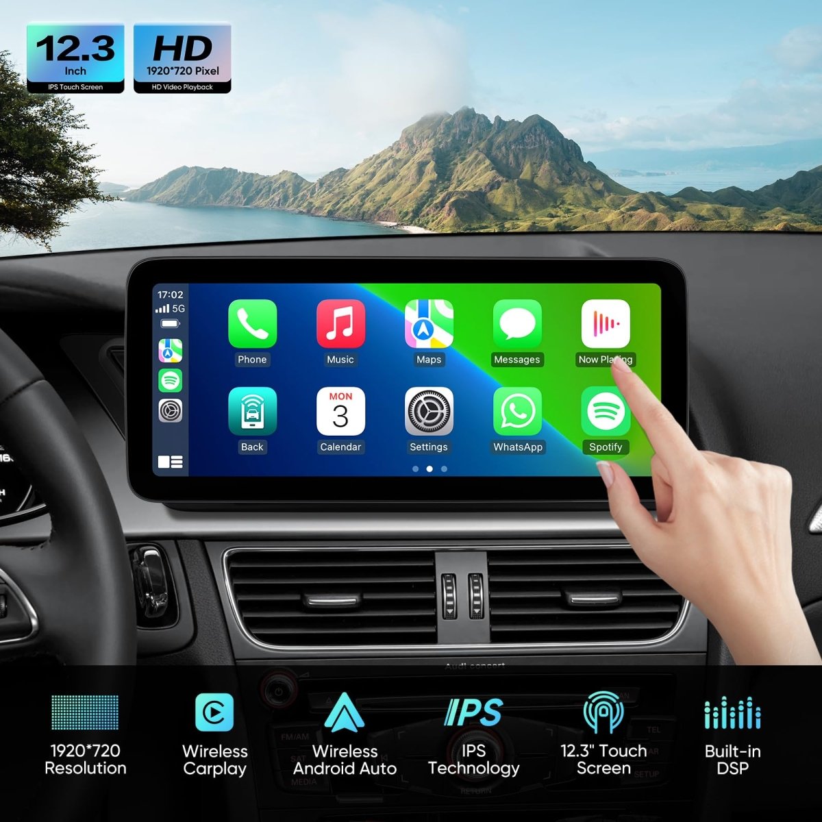 TOPTAKTILAutoradio 12,3" pour Audi A4/A5/S4/S5 B8 (2009 - 2016) avec CarPlay & Android Auto