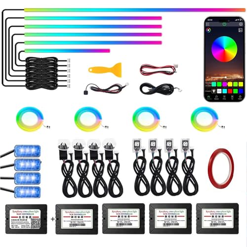 TOPTAKTILKit LED pour Voiture RGB - 16 Millions de Couleurs avec Contrôle App