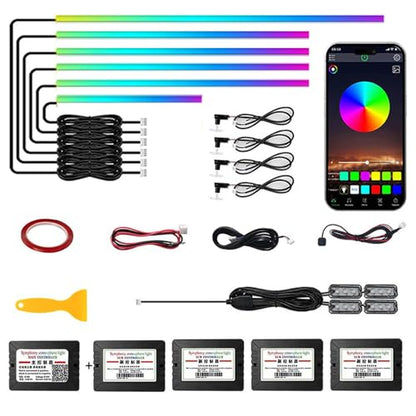 TOPTAKTILKit LED pour Voiture RGB - 16 Millions de Couleurs avec Contrôle App