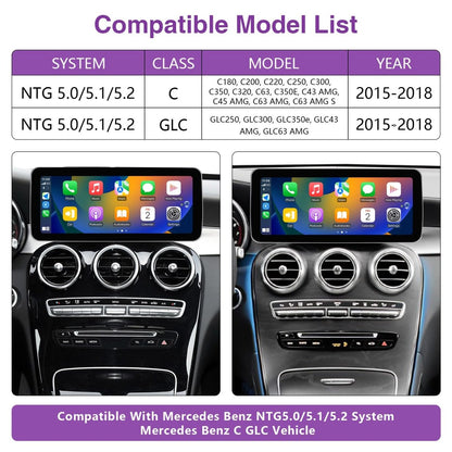 TOPTAKTILAutoradio Android 13 taille 12.3'' pour Mercedes C/GLC W205 2015 - 2018 | CarPlay, Android Auto