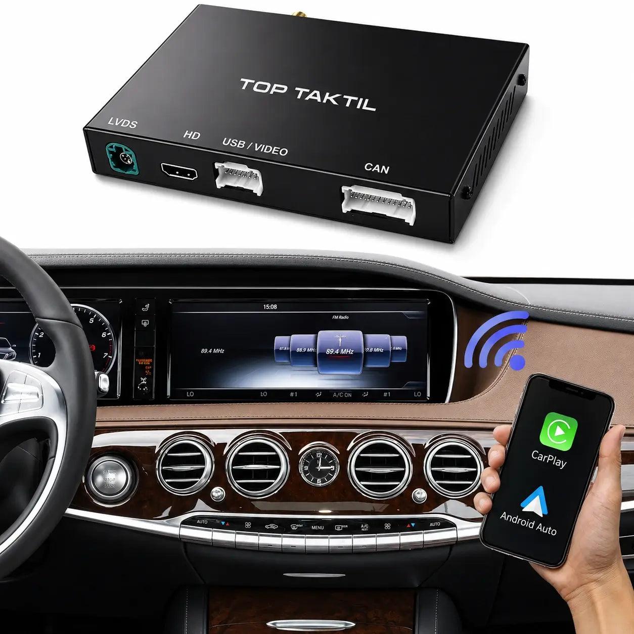 Set voor Retrofit CarPlay & Android Auto Draadloos voor Mercedes-Benz S-Klasse W222 (2014-2020, NTG5.0)