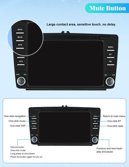 TOPTAKTILAutoradio Android 8" Spécial Skoda 4 Go RAM + 64 Go ROM