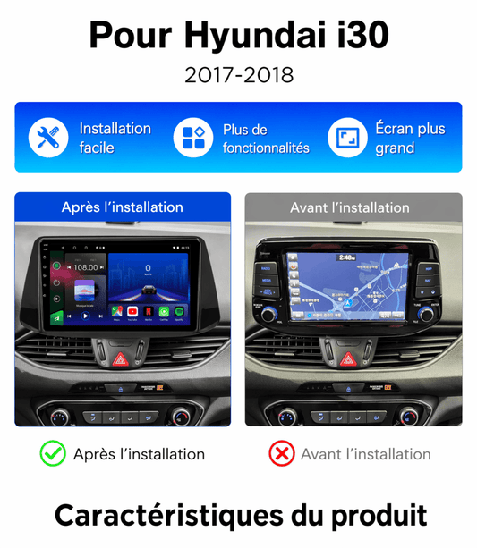 TOPTAKTILHyundai i30 | 2016 - 2018 | autoradio Android 15 | Carplay et Android Auto