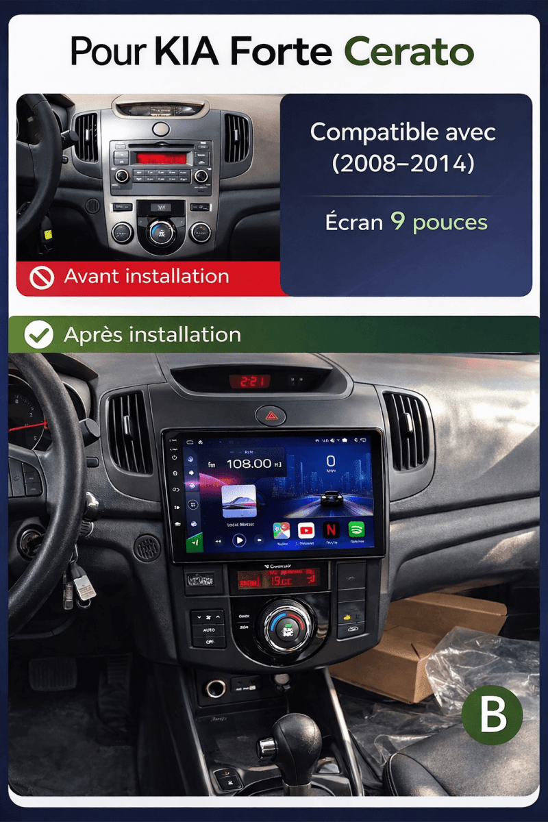 TOPTAKTILKIA Forte Cerato | 2008 - 2014 | Android 15 autoradio | Apple CarPlay | Android Auto