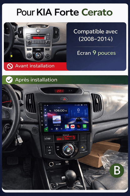 TOPTAKTILKIA Forte Cerato | 2008 - 2014 | Android 15 autoradio | Apple CarPlay | Android Auto