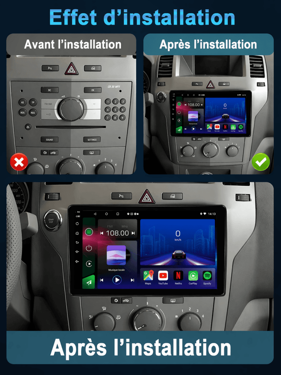 TOPTAKTILOpel Zafira B Astra H | 2005 - 2014 | autoradio Android 15 | CarPlay |Android Auto